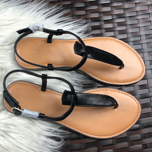 J. Crew Shoes - J. Crew T- Strap Black Sandals,Size 6 1/2